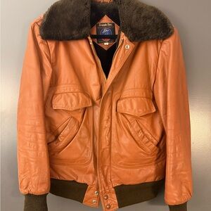 Vintage Grande Bay Brown Leather Bomber Jacket